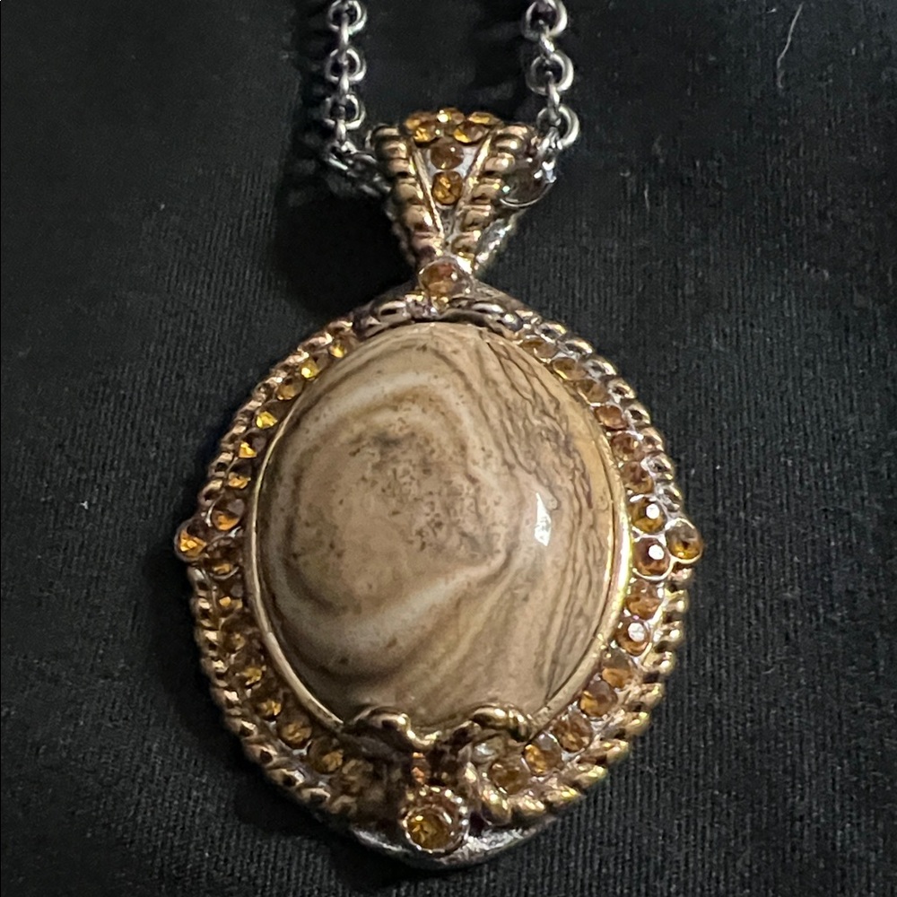 🪶 Jasper & Stainless Steel Jewelry Set – Necklace + Ring (Size 10), Synthetic - Picture 6 of 14